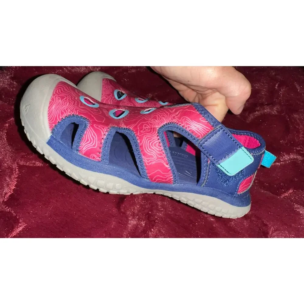 KEEN Girl’s Sandals Anatomic Footbed Waterproof Washable Shoes Pink/Blue Sz 1